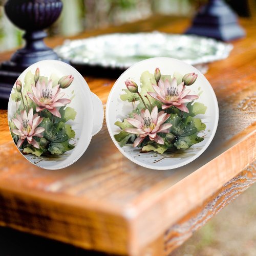 Water Lily Ceramic Knob