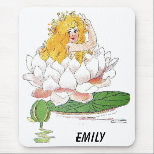 Water Lily Cute Flower Child Floral Fairy Girl Mouse Pad
