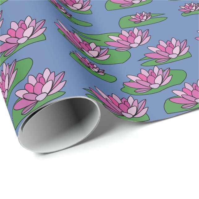 Water Lily Floral Flowers Wrapping Paper (Roll Corner)