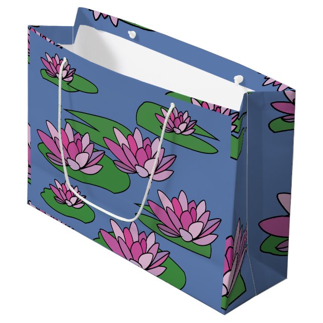Water Lily Flower Lilies Large Gift Bag (Front Angled)