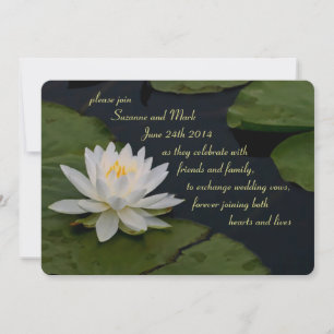 Water Lily Flower on Pond Glowing Zen Invitation