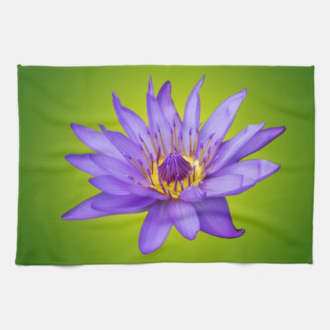 Water Lily Flower Pond Aquatic Purple Water Bloom Towel (Horizontal)