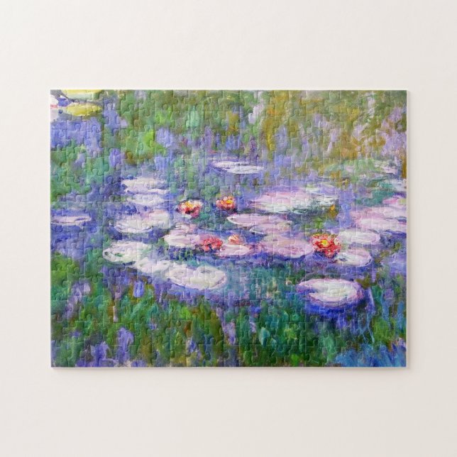 Water Lily Flowers in Bloom Claude Monet Fine Art Jigsaw Puzzle (Horizontal)