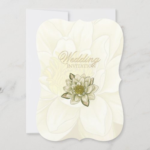 Water Lily Gold Cream Wedding invitation