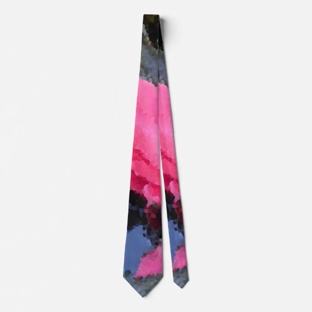Water Lily in Red Pink Purple Green Blue Neck Tie (Front)