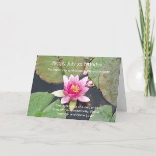 Water Lily July Birthday Card
