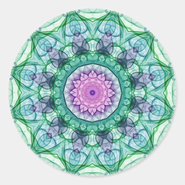 Water Lily kaleidoscope Classic Round Sticker (Front)