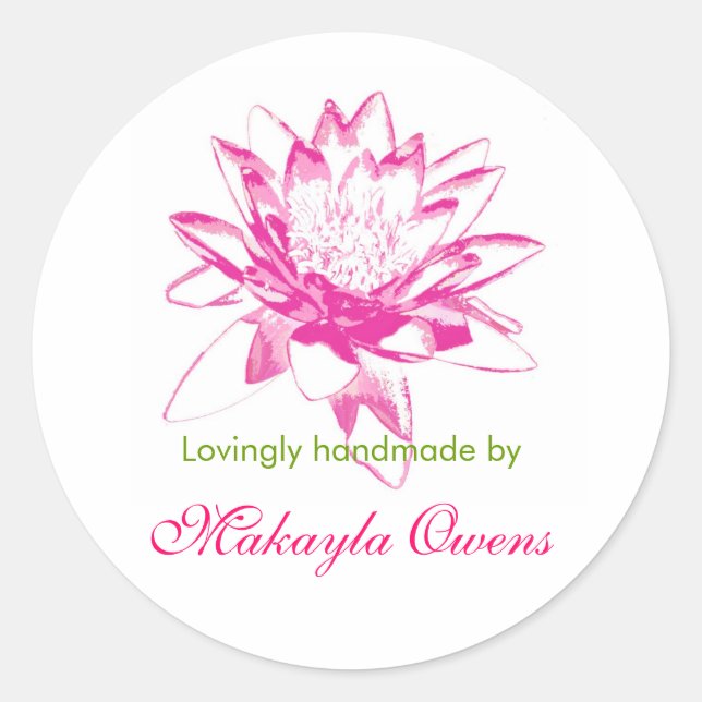 Water Lily Labels for Handmade Items (Front)