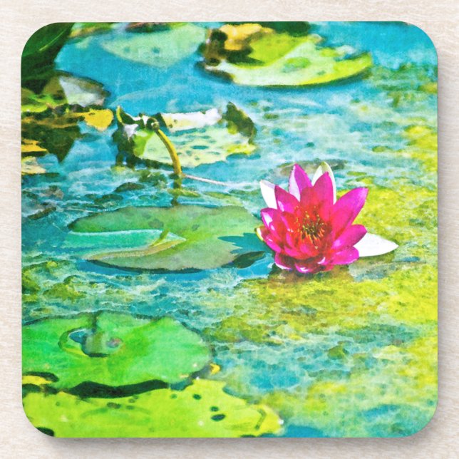 Water Lily Lilypad Drink Coaster (Front)