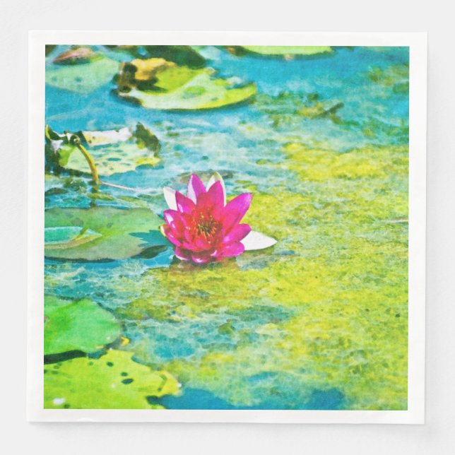 Water Lily Lilypad Paper Dinner Napkins (Front)