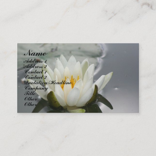 Water Lily Lotus Blossom Floral Business Card (Front)