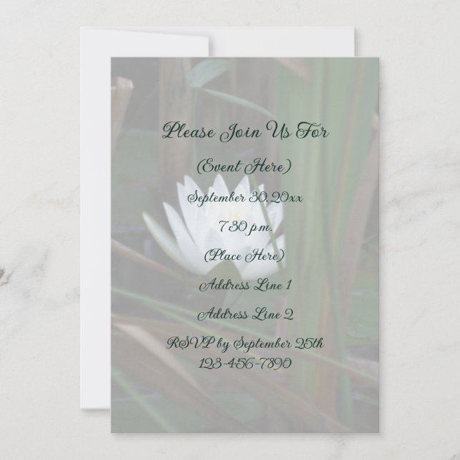 Water Lily Lotus Blossom Floral Invitation (Front)