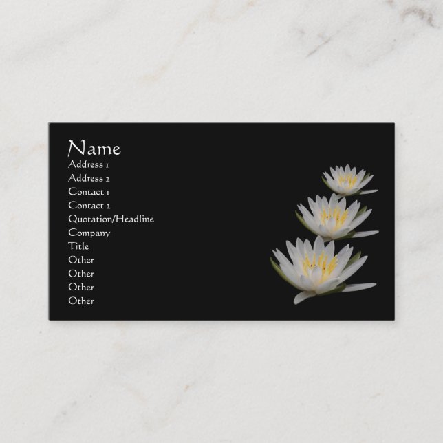 Water Lily Lotus Flower Business Card (Front)