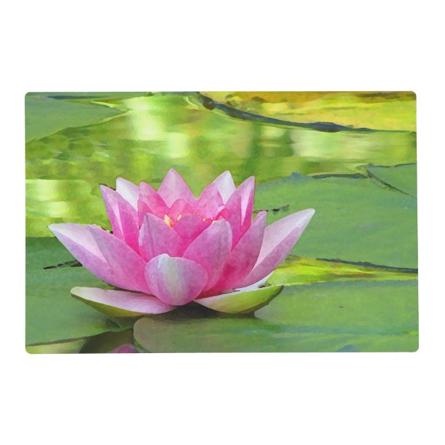 Water Lily Lotus Flower Laminated Placemat (Front)