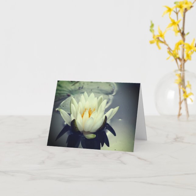 Water Lily Lotus Flower Note Card (Yellow Flower)
