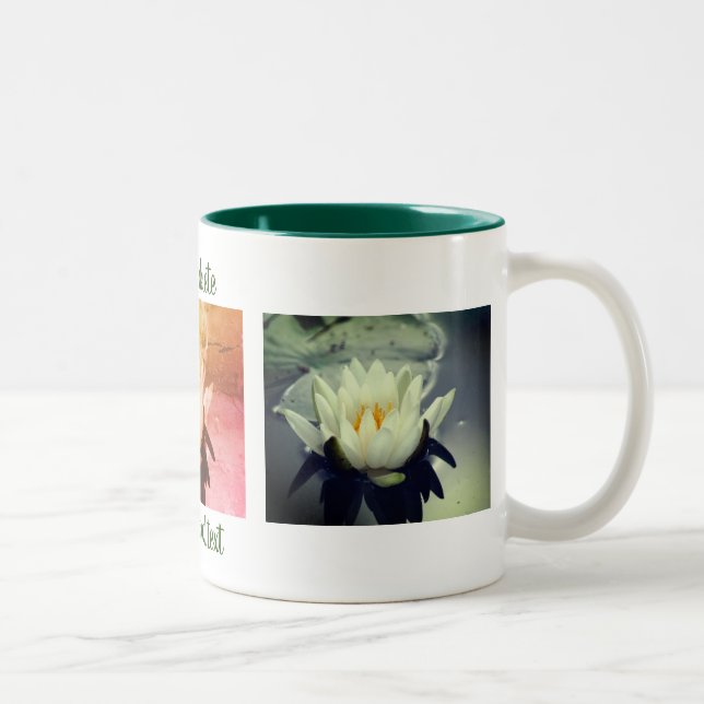 Water Lily Lotus Flower Personalized  Two-Tone Coffee Mug (Right)