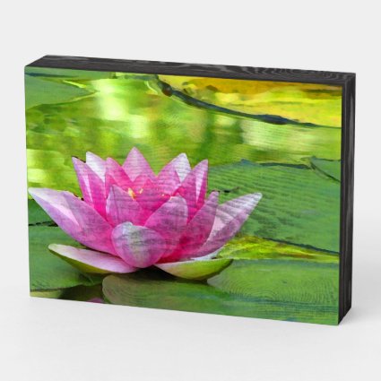 Water Lily Lotus Flower Wooden Box Sign