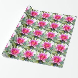 Water Lily Lotus Flower Wrapping Paper