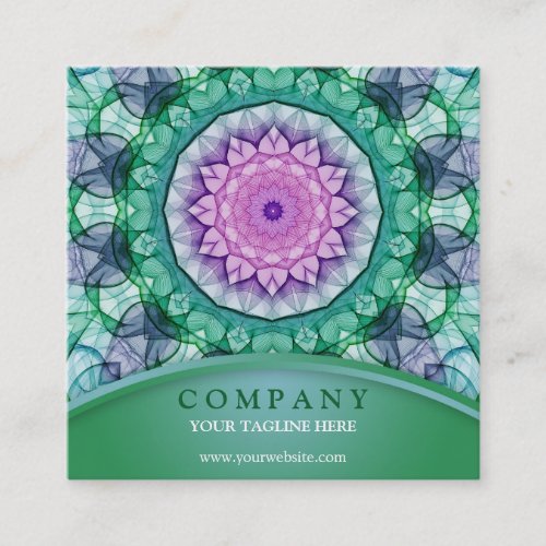 Water Lily Mandala Square Business Card