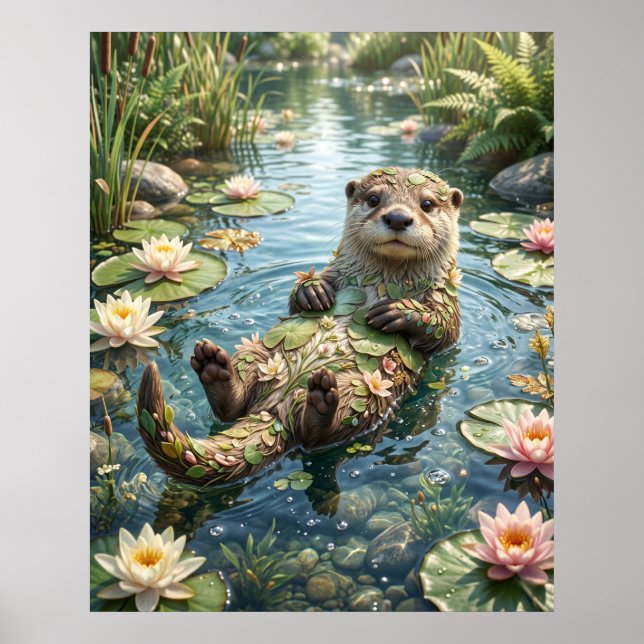 Water Lily Otter River Joy Poster (Front)