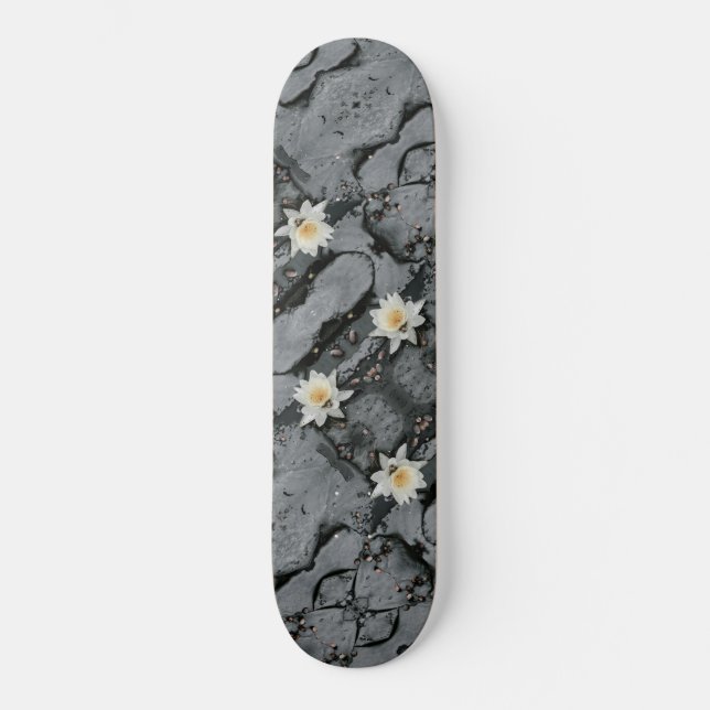 Water Lily Pad Pond Flower Altered Skateboard (Front)
