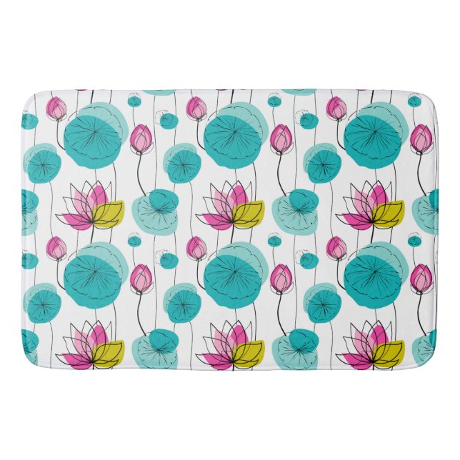 Water Lily Pads Flowers Bold Bright Colors  Bath Mat (Front)