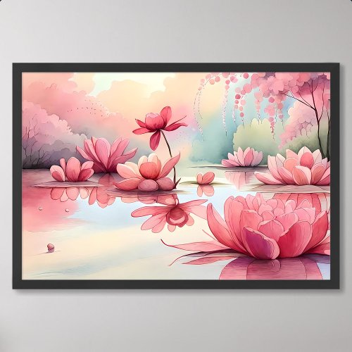 Water Lily Painting Capture Natural Pink Elegance Poster