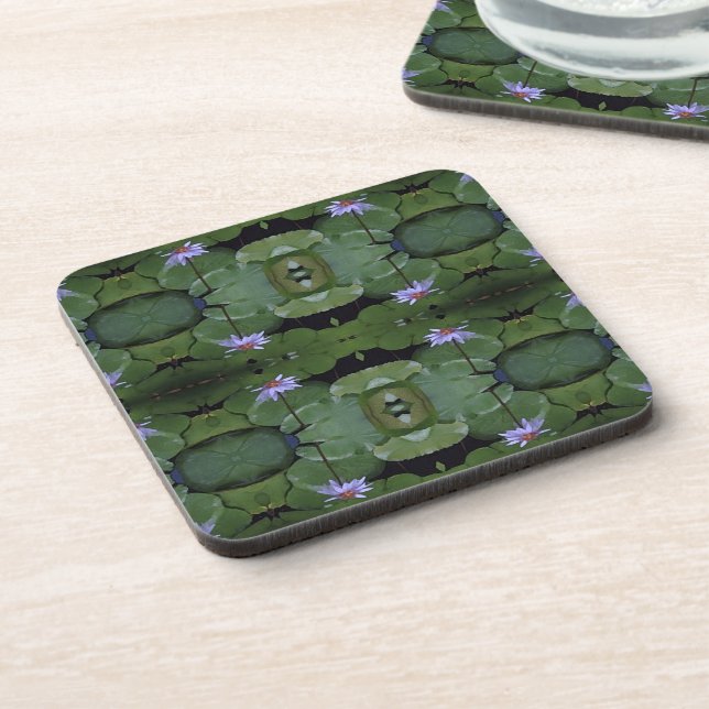 Water Lily Pattern Beverage Coaster (Left Side)