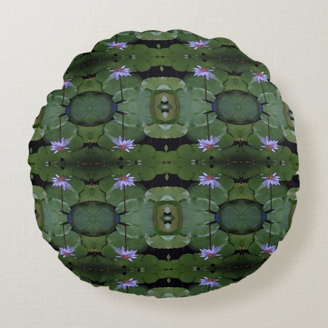 Water Lily Pattern Round Pillow (Front)