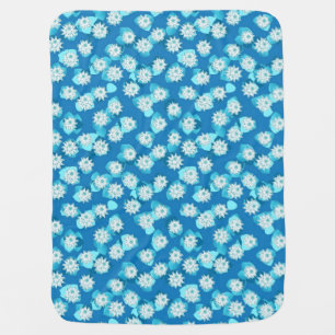 Water Lily pattern, turquoise, blue and white Baby Blanket