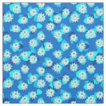 Water Lily pattern, turquoise, blue and white Fabric