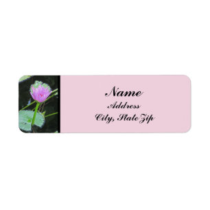 Water Lily Photo Beautiful Pink Purple Bloom Label