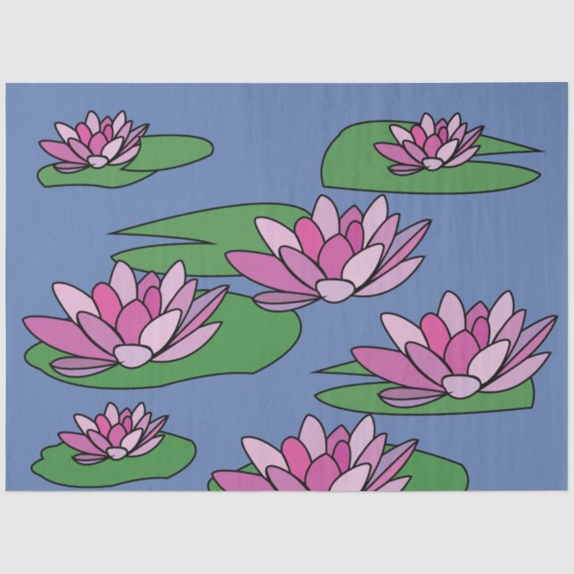 Water Lily Pink Floral Flowers Tissue Paper (Front)