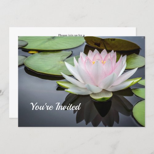 Water Lily Pink Floral Photo Bridal Shower Invitation