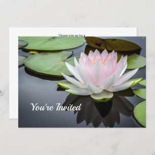 Water Lily Pink Floral Photo Bridal Shower Invitation