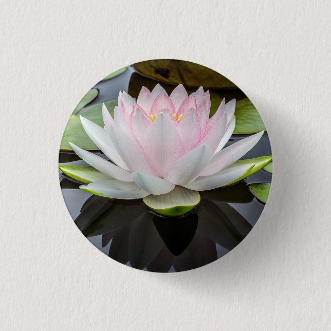 Water Lily Pink Floral Photo Button (Front)