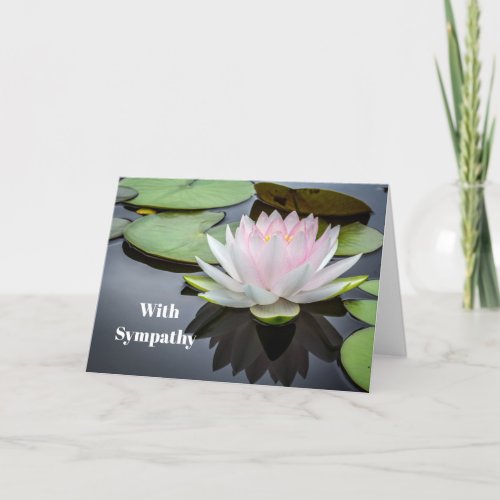 Water Lily Pink Floral Photo Sympathy Card