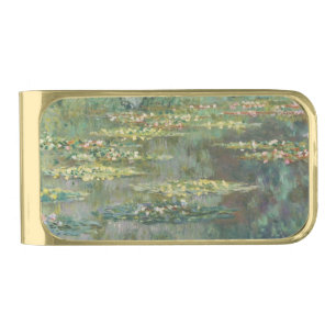 Water Lily Pond Claude Monet Gold Finish Money Clip