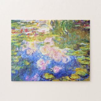 Water Lily Pond Claude Monet vibrant painting Jigsaw Puzzle