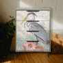 Water Lily Pond Grey Heron Vintage Decoupage Art Tissue Paper
