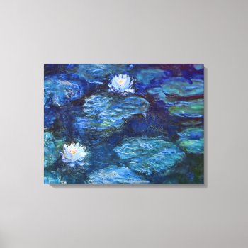 Water Lily Pond In Blue By Claude Monet Fine Art Canvas Print by monet_paintings at Zazzle