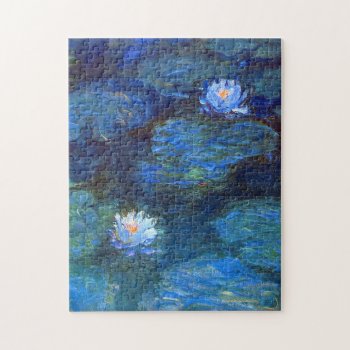 Water Lily Pond In Blue Claude Monet Fine Art Jigsaw Puzzle by monet_paintings at Zazzle