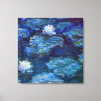 Water Lily Pond In Blue Monet Fine Art Canvas Print by monet_paintings at Zazzle