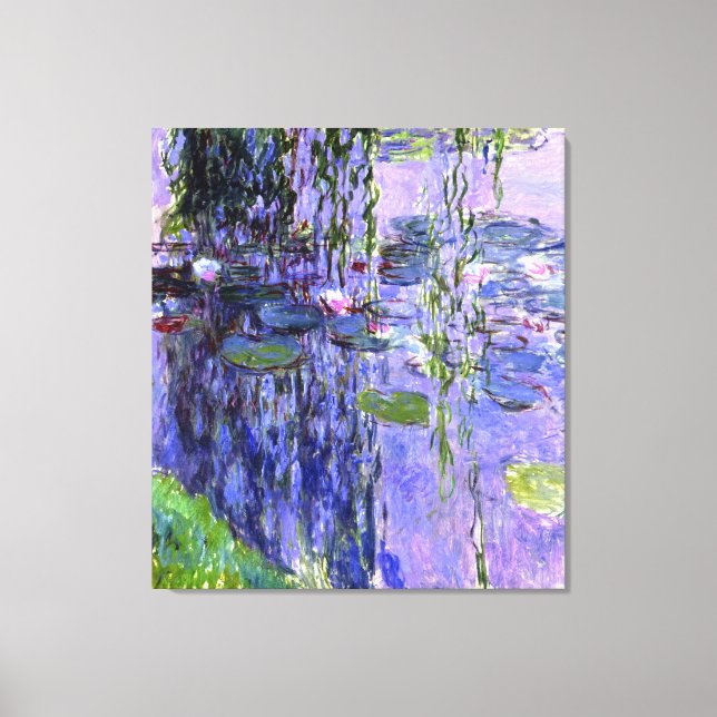 Water Lily Pond Violet Reflections Impressionism Canvas Print (Front)