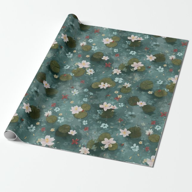 Water Lily Pond Wrapping Paper (Unrolled)