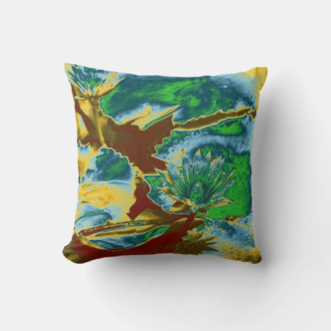 Water Lily Pop Art Throw Pillow (Front)