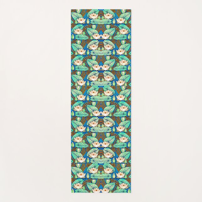 water lily print  yoga mat (Front)