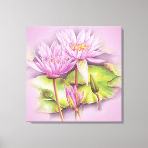 Water lily purple flowers floral canvas print