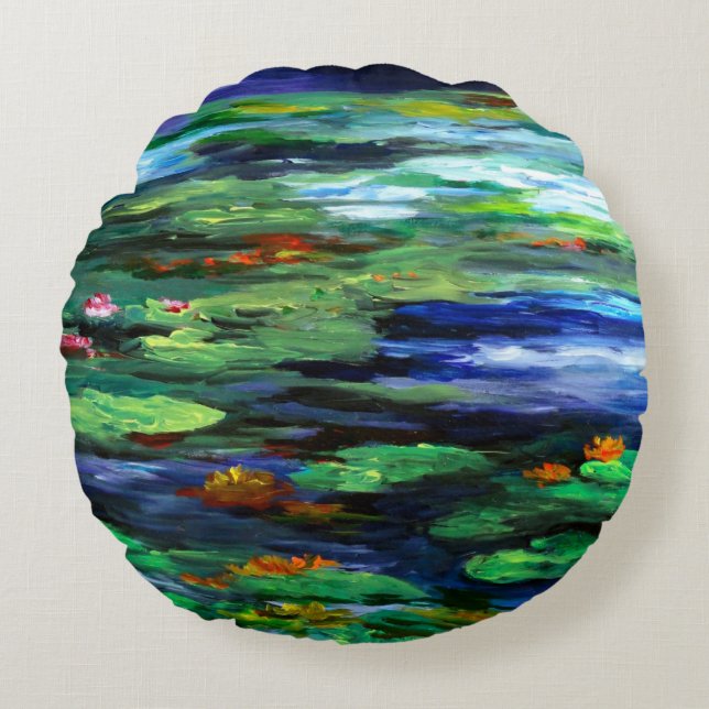 Water Lily Somnolence 2010 Round Pillow (Front)