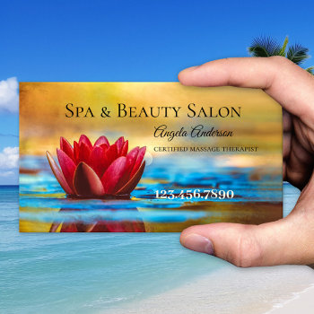 Water Lily Spa Beauty Massage Business Card by sunnysites at Zazzle